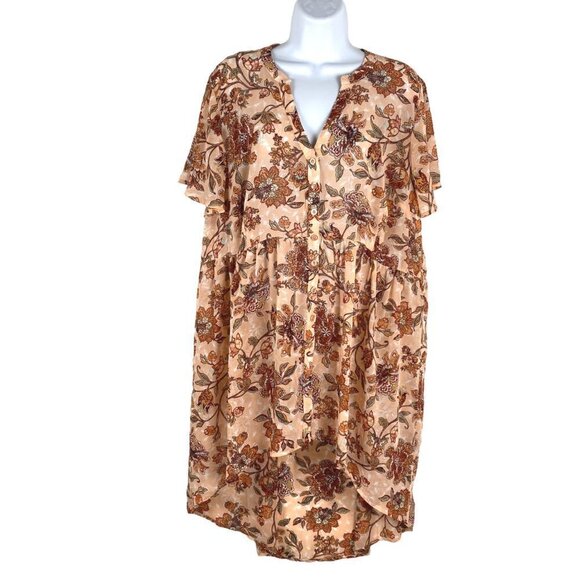 Torrid Lexie Top Floral Chiffon Multicolored Short Sleeve HI Low  NWT Women's 2X - Picture 1 of 10